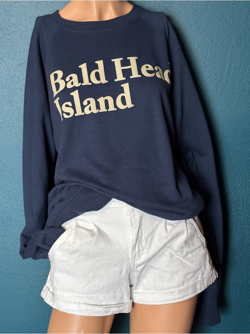 Bald Head Island Navy Crewneck Slouchy Oversized Sweatshirt